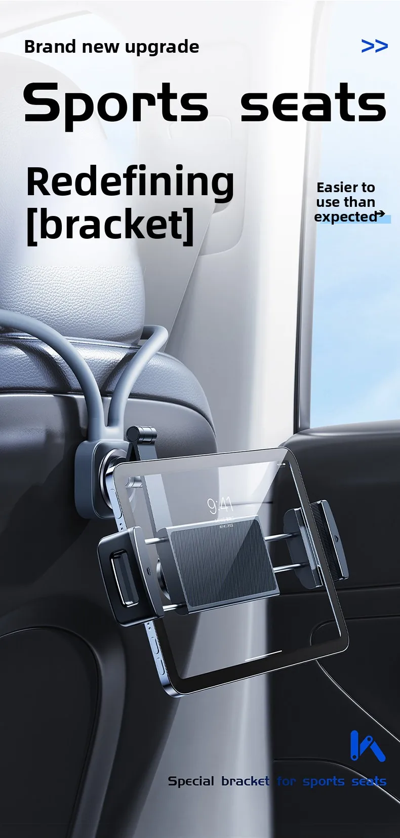 Soporte para tablet en el reposacabezas del asiento trasero del coche, compatible con iPad, universal, flexible y con ro