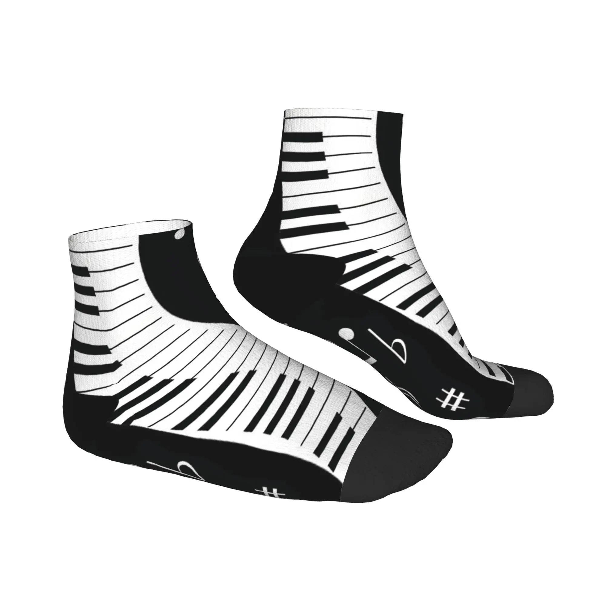 أبيض وأسود الموسيقى ملاحظات الكاحل الجوارب مخصص الترفيه الجوارب غير رسمية الخريف عدم الانزلاق تشغيل الراحة لينة جورب للزوجين