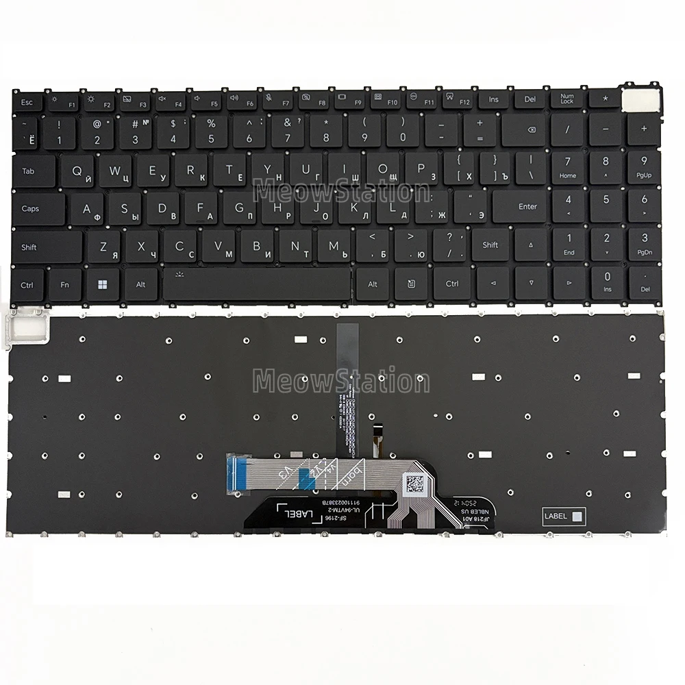 Teclado russo para Honor MagicBook X16 Pro BRN-F56/G561/H76/H56/F58,BRB-F56/G561/H76/G56/F58,BRI-F56/G561/H76/G56/F58,BRG-F56/G561/H76/G56/F58