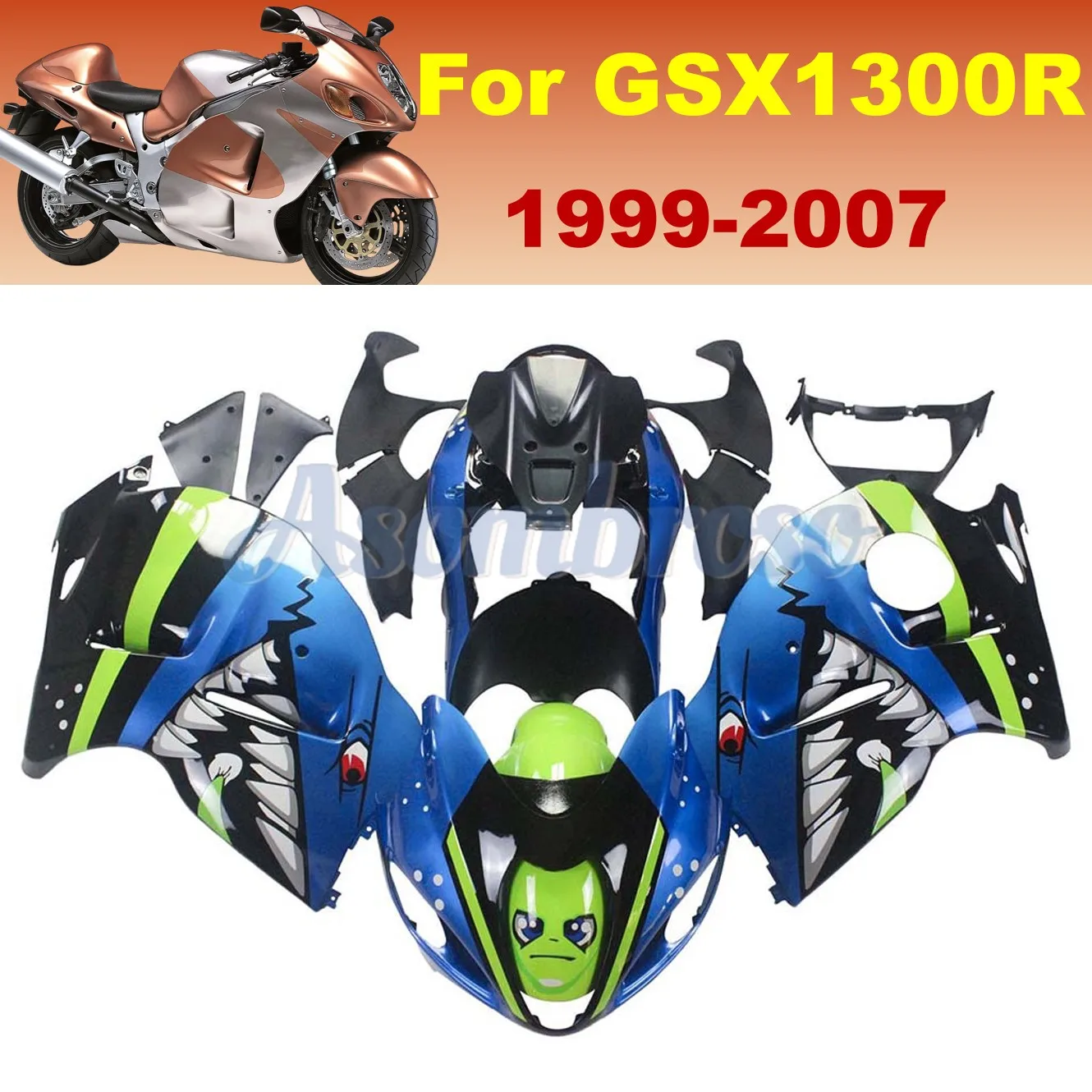 Bodywork fairings kits Suitable For GSX1300R 1999-2007 Hayabusa gsxr1300 06 05 02 03 Injection Fairing Blue Yellow Shark Shell