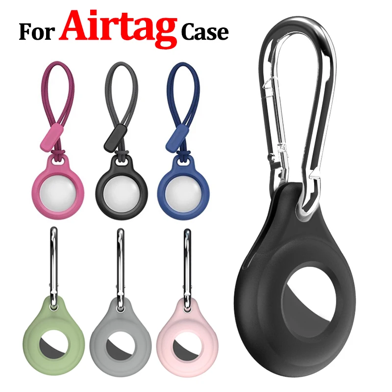 For Apple Airtags Case Silicone Keychain Protective for Airtag Tracker Locator Device Anti-lost for Airtag Case with Nylon Rope