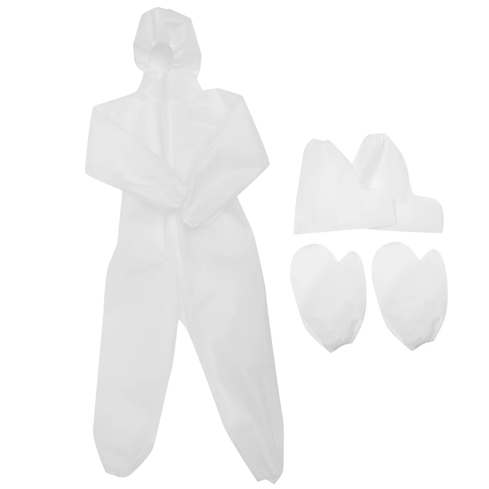 

Kids Protective Coverall Disposable One-Piece Suit Hooded Zipper For Outdoor Painting Cleaning Dust Protection Xl White