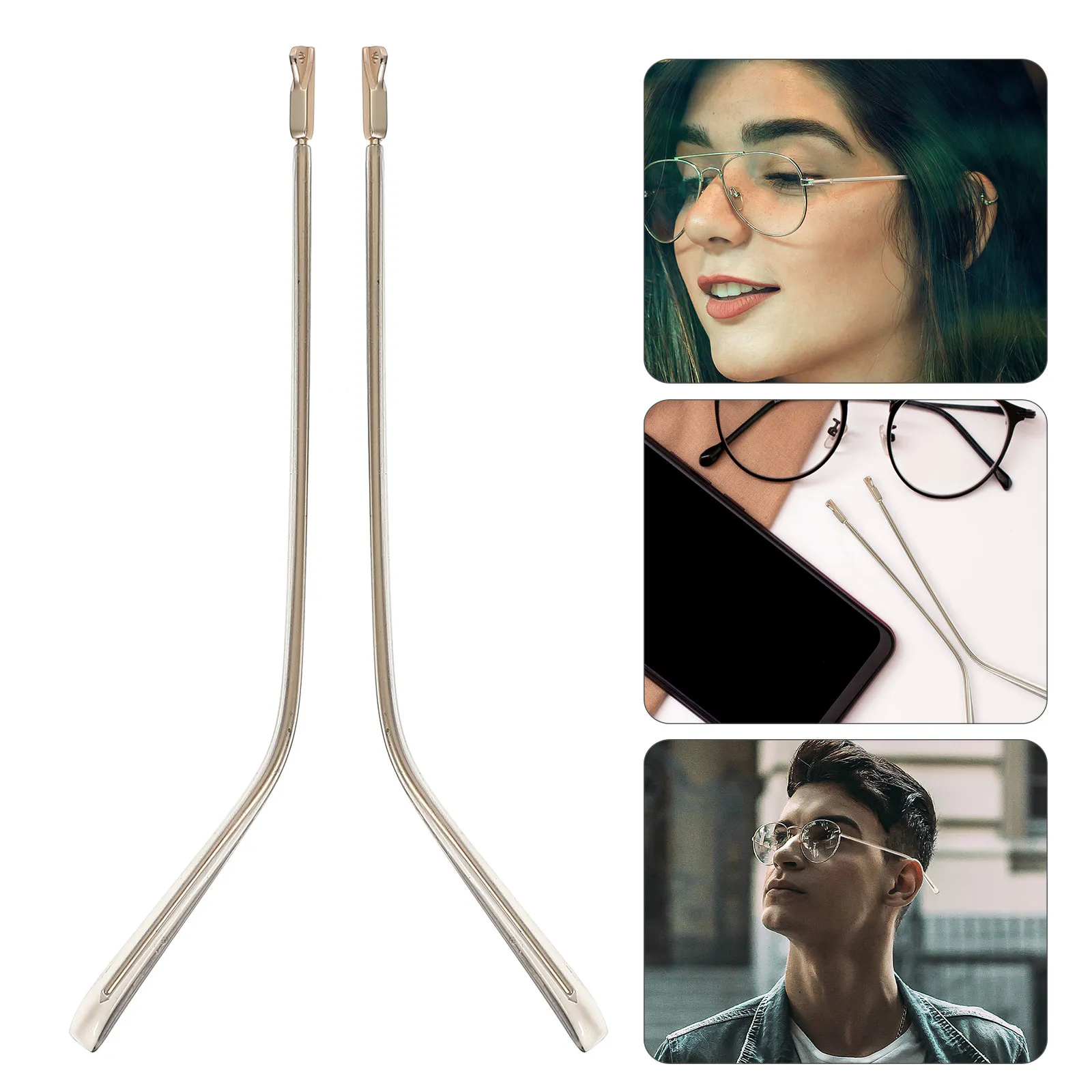 1Pair Premium Metal Eyeglass Replacement Temple Arms Universal Compatibility for Most Frames Replacement Glasses Arms Legs