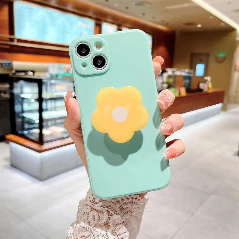 Cute Flower Folding Expandable Mobile Phone Grip Holder Socket Pocket Support for IPones 15 Finger Ring Griptok Expanding Stand