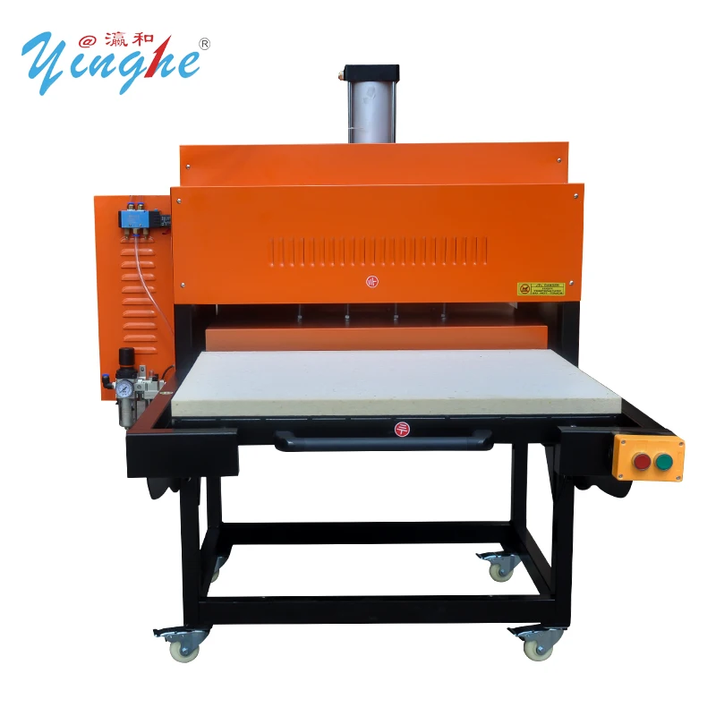 60*80cm Pneumatic Heat Press Machine With Sliding Drawer And Mobile Stand For Banner And Bed Sheet Sublimation Printing
