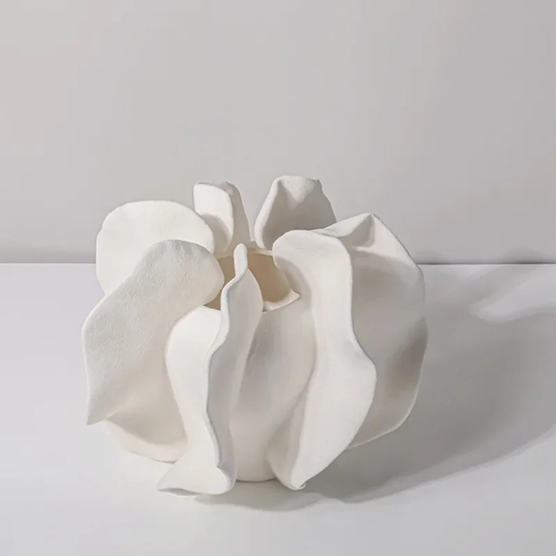 Articoli di fiori di arte del petalo bianco di lusso leggero creativo, ornamento del vaso della casa del soggiorno della sala da pranzo