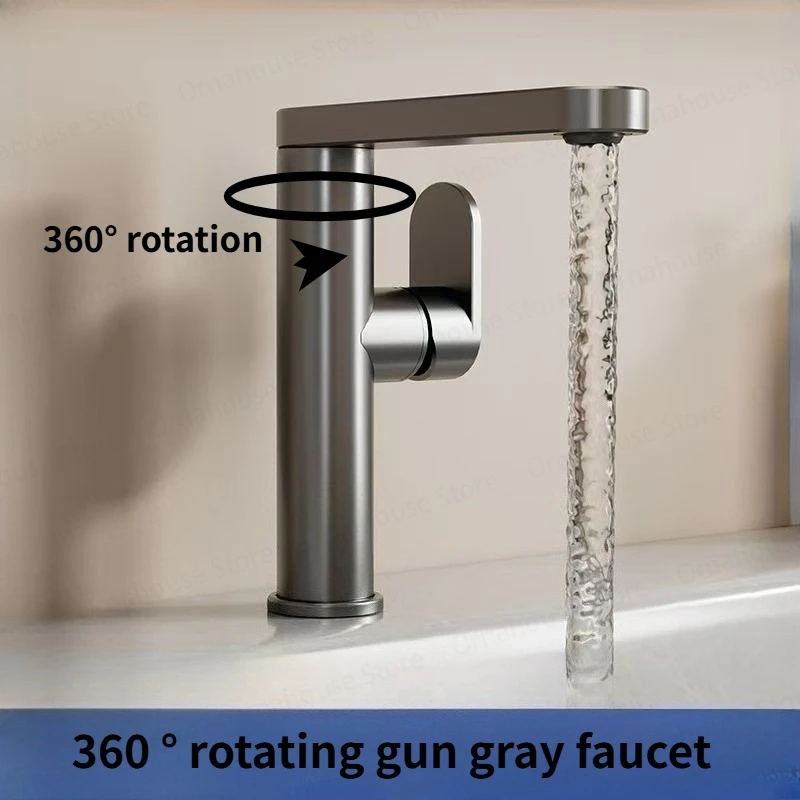 

Universal Rotating Hot and Cold Washbasin Faucet Bathroom Faucet Under-counter Basin Countertop Basin Creative Gun Grey Faucet