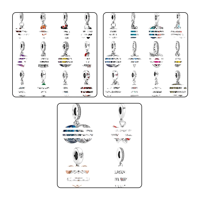 

Подвески из серебра 925 пробы, бусины-шармы для браслетов, женские Украшения «сделай сам», «Алиса, мышь, любовь, целуи, рождественские подарки, замок