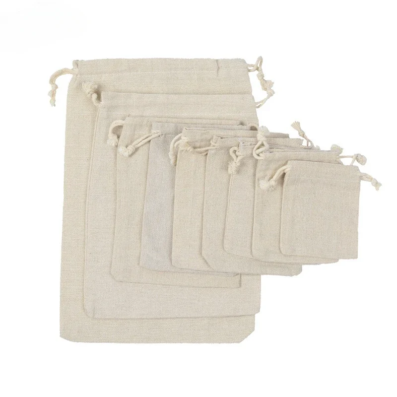 1pcs Linen Drawstring Bags Multiple Sizes Coin Money Card Holder Gift Jewellery Pouch Cosmetic Washing Storage Bag