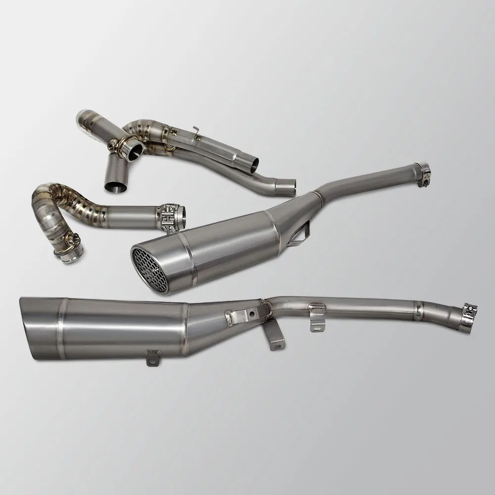 Motorcycle Full Exhaust System Kit Front Manifold Double Exit Muffler With Net For Triumph Scrambler 1200XC 1200XE 1200 XC/XE