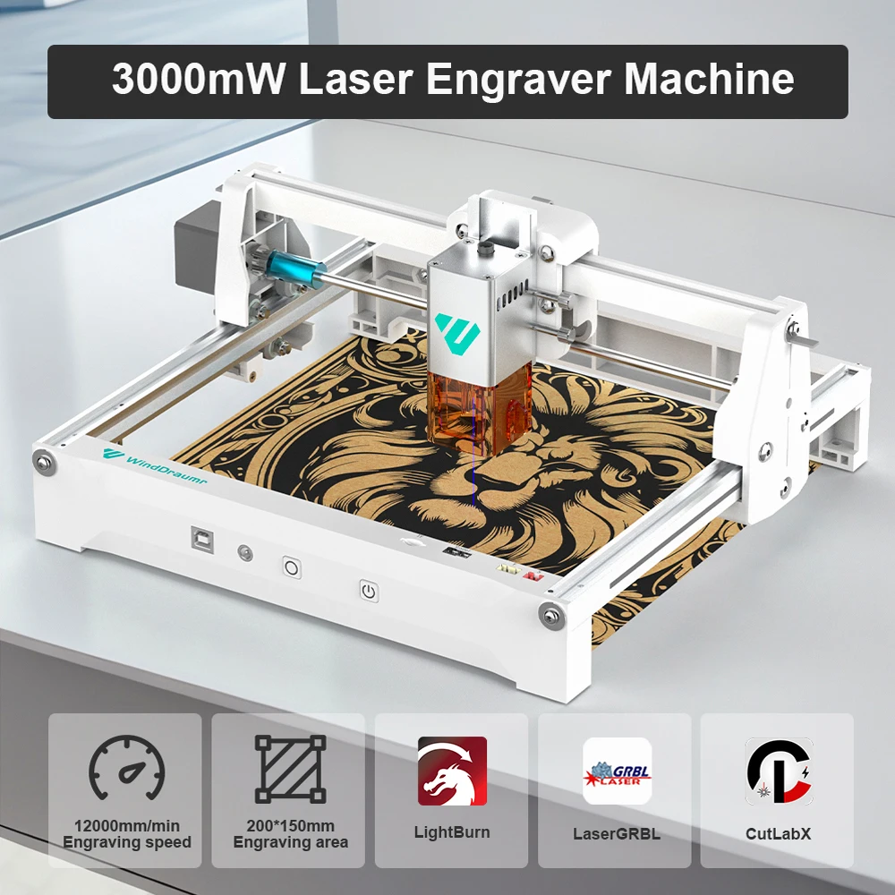 WindDraumr P1 Air Laser Graveur 3W tragbare Lasergravurmaschine zum Schneiden von Holz, bemaltem Metall, Acryl, Leder, CNC-Maschine