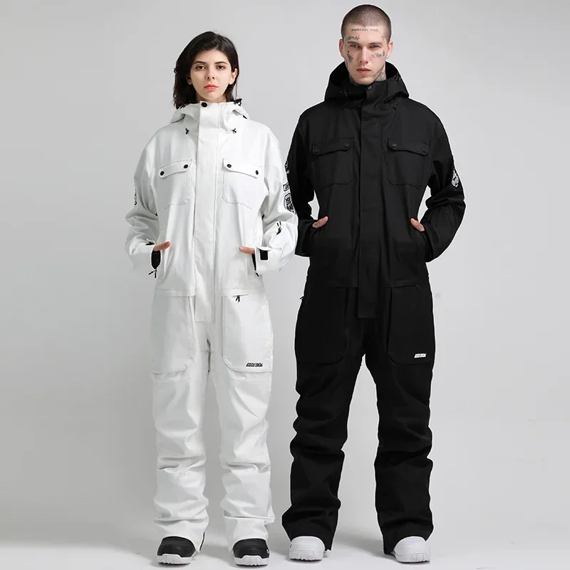 Winter Snow Men Jumpsuit Male One Piece Snowboard Woman Ski Overalls Waterproof Hooded Snowsuit Sport Suits Clothes Tracksuits