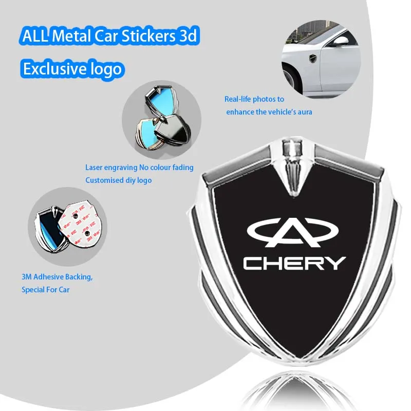 

For Chery Tiggo 4 2 8 7 Pro 5X J7 SHS Omoda 5 Fulwin A8 Arrizo 8 5 6 Accessories Car Body Metal Shield 3D Emblem Sticker Badge