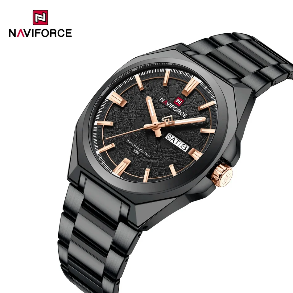 

NAVIFORCE Fashionale Men's Wristwatch 3ATM Waterproof Luminous Pointer Display Stainless Steel Band Luxury Business Watch Gifts