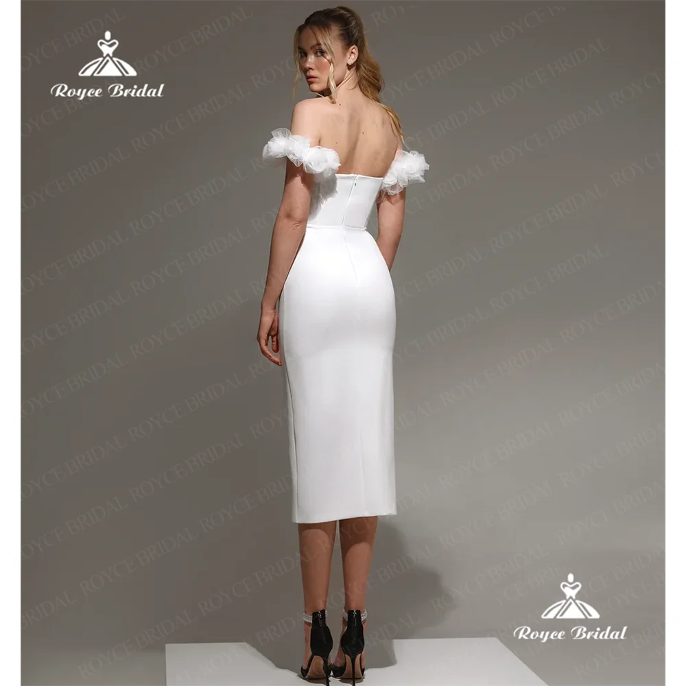 Roycebridal querida shearth vestido de casamento 2025 cetim meados claf vestido de casamento personalizado vestidos de noviaamanda novias oficial