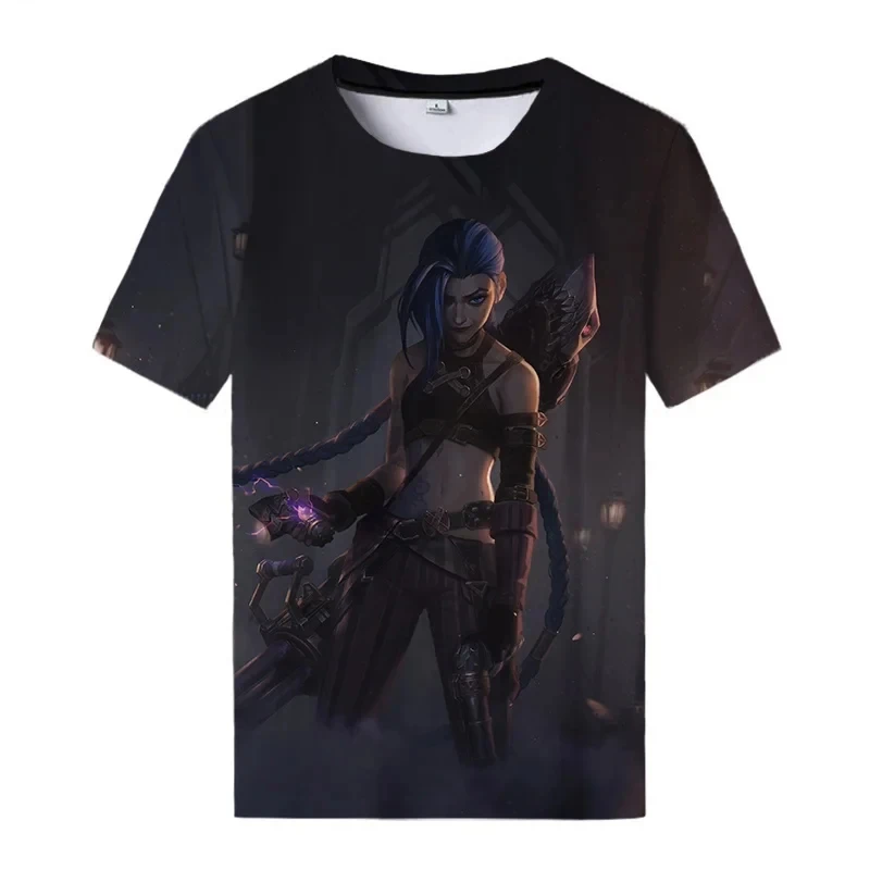 Arcane League Jinx Graphs Fashion Anime 3D Print Men Women T-shirt O-neck Short Sleeve Top Summer Casual Hip Hop Streetwear Tees