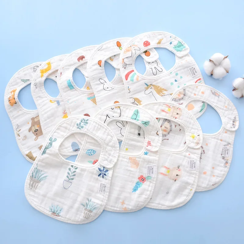 8-layer U-shaped Waterproof Saliva Towel, Mother and Baby Products Snap Waterproof Bib Baby Cotton Saliva Towel