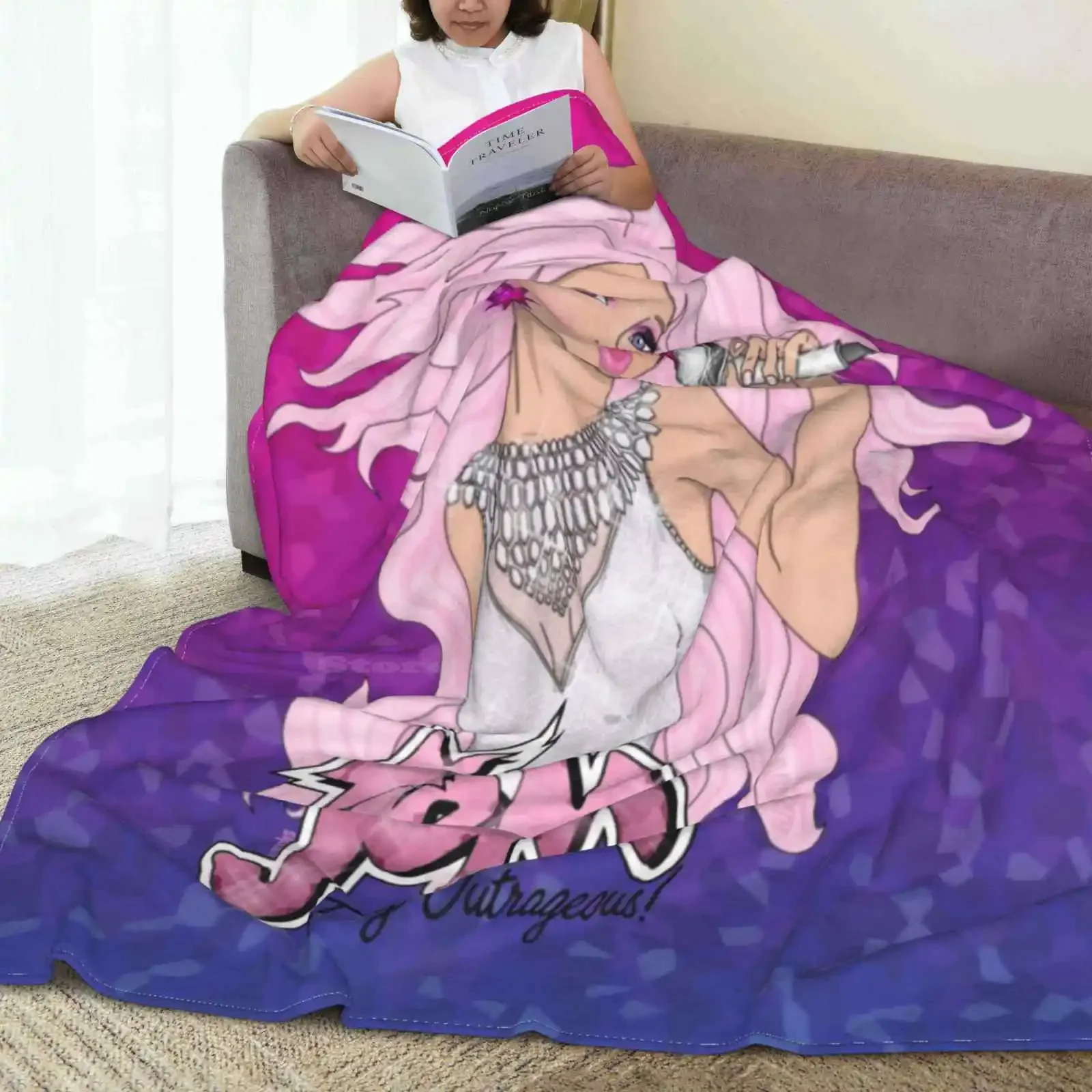 Diamond Jem Blanket Soft Warm Travel Portable Blanket Jem And The Holograms Glitter Music 80S Cartoon Girl Band Diamonds Singer