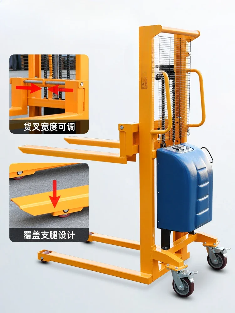 Electric stacker, small hydraulic lift forklift,  steel frame, electric handling, loading and unloading forklift