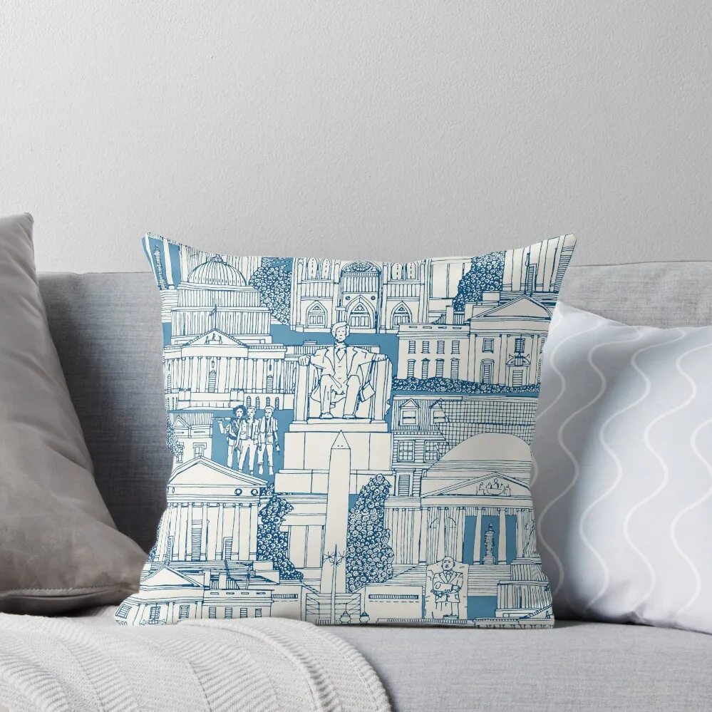 Washington DC toile blue Throw Pillow christmas decorations for home 2024 pillow cover christmas Pillowcase pillow