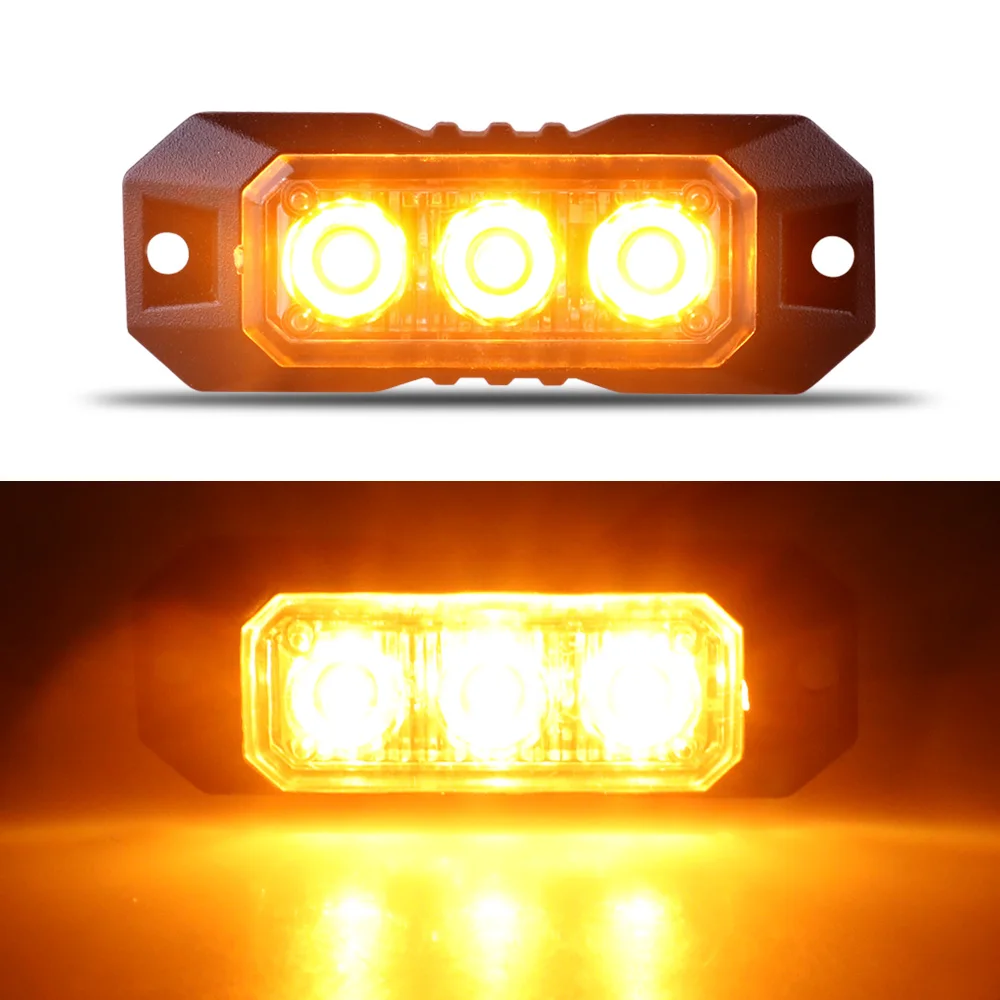 1PCS 3Led Strobe Warning Light Strobe Grille Flashing Light Truck car accessories headlight bulb 12-24V Warning Emergency Light