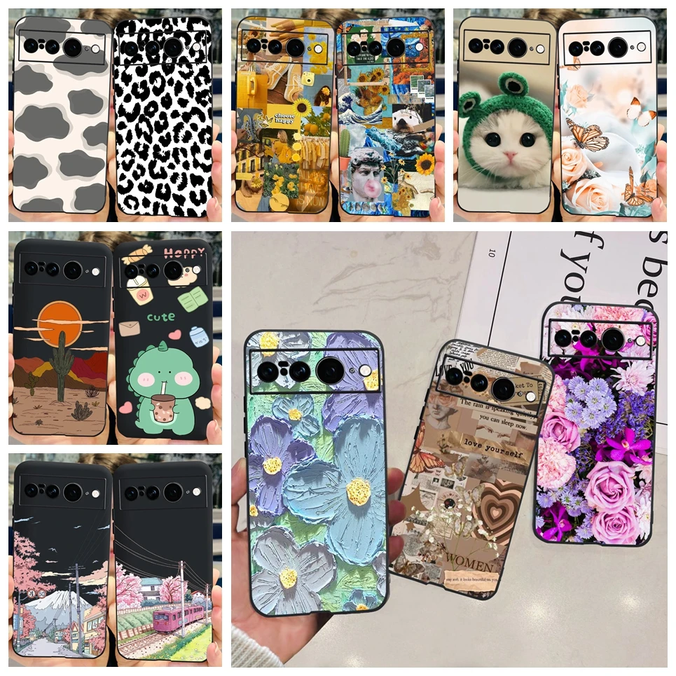 Para google pixel 7 pro caso google pixel 6 6a capa funda coque macio silicone líquido caso de telefone pixel7 pro moda feminina dos desenhos animados