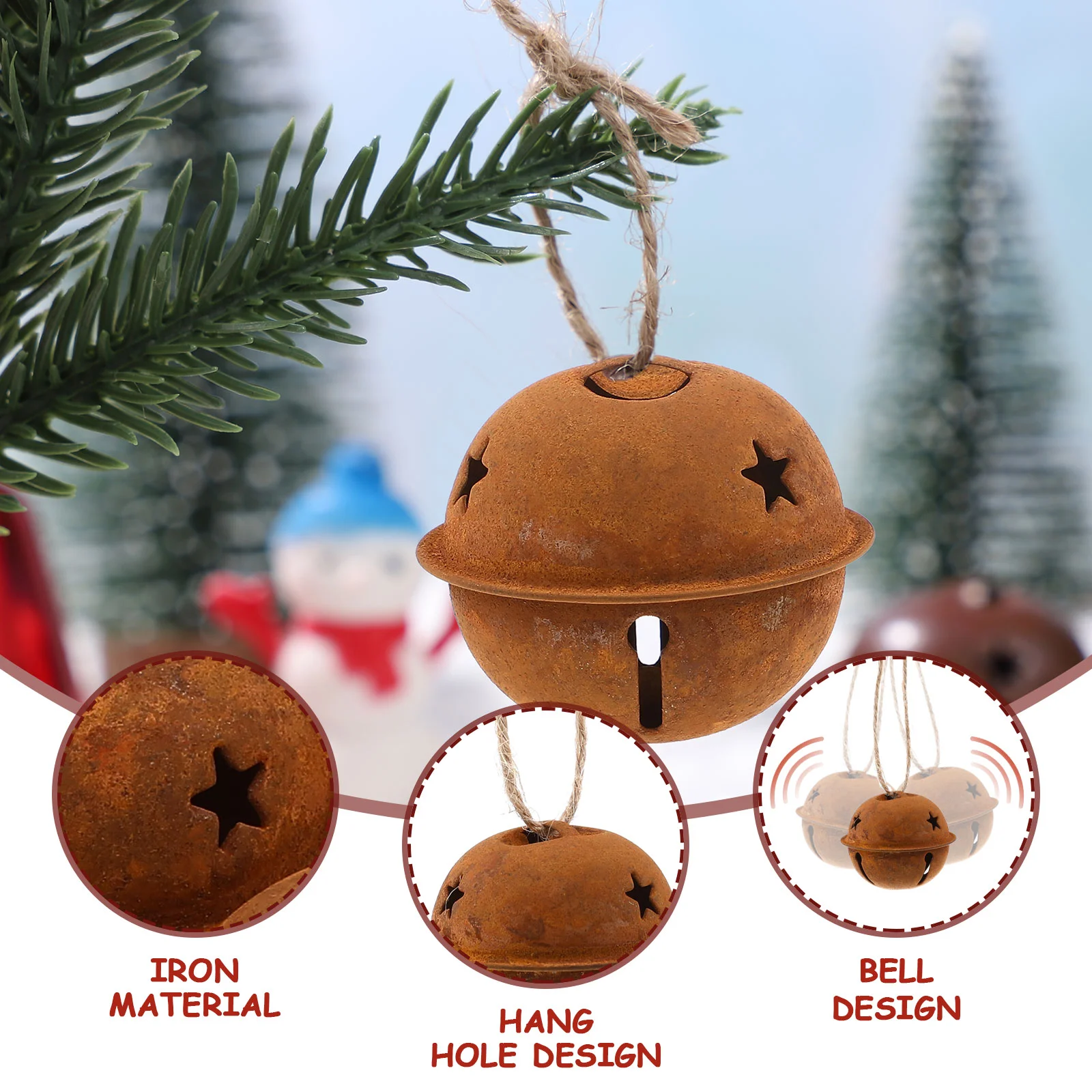 Christmas Craft Bells Xmas Hanging Tin Jingle Holiday Rusty Metal Decorate