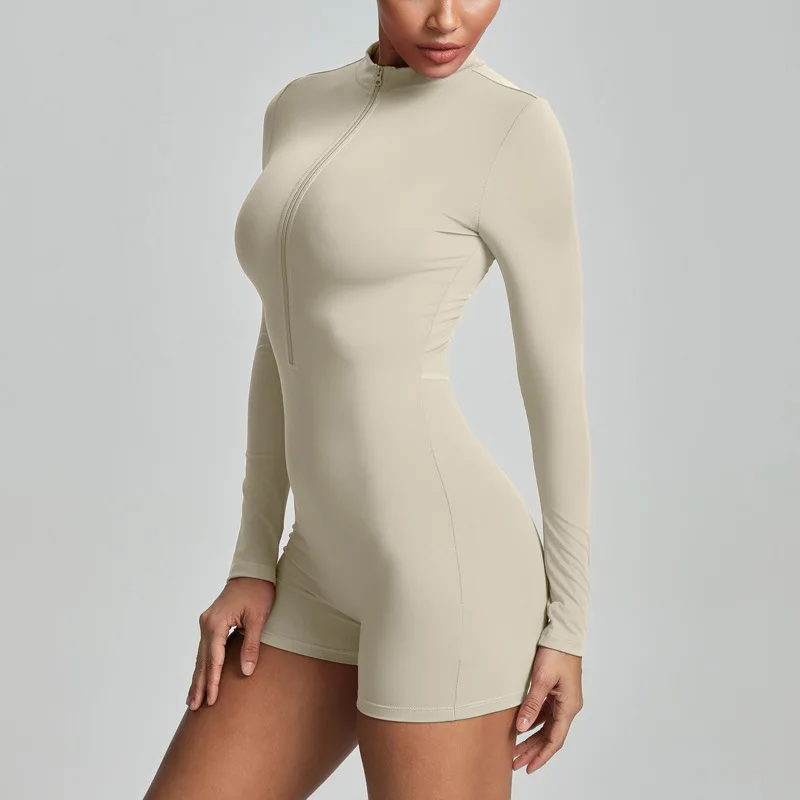 Greenora Women Sexy Slim Fit Bodycon Romper Long Sleeve Zipper Sporty Jumpsuit Streetwear Y2K Ribbed Playsuit Casual Activewear