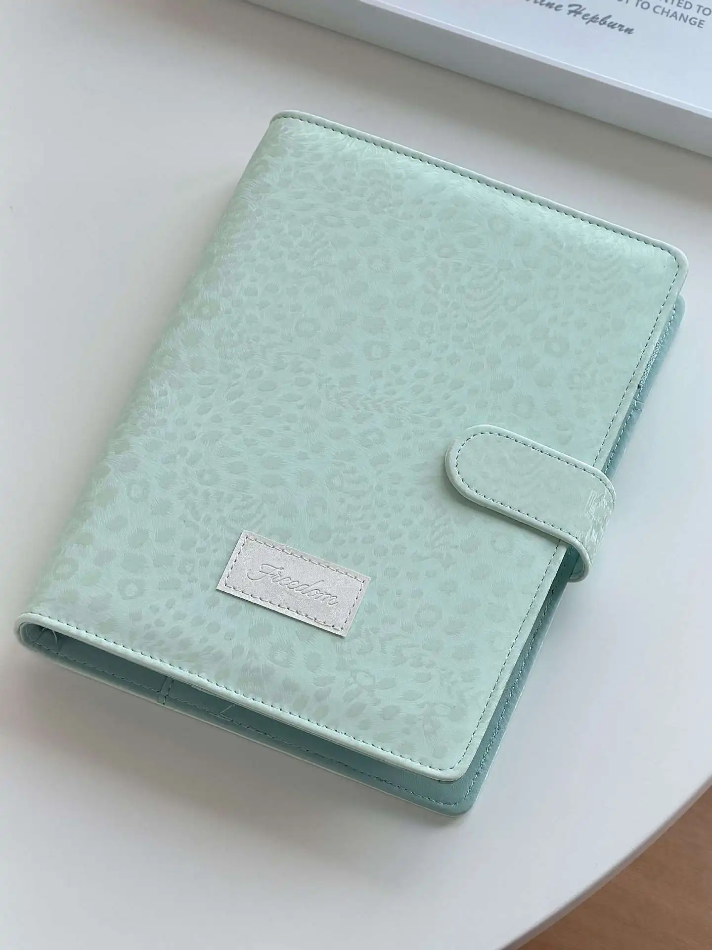 A5 Simple Leopard Print Soft Leather Card Binder Stationery Four-Square Card Binder Cultural Gift Loose-Leaf Binder Stationery