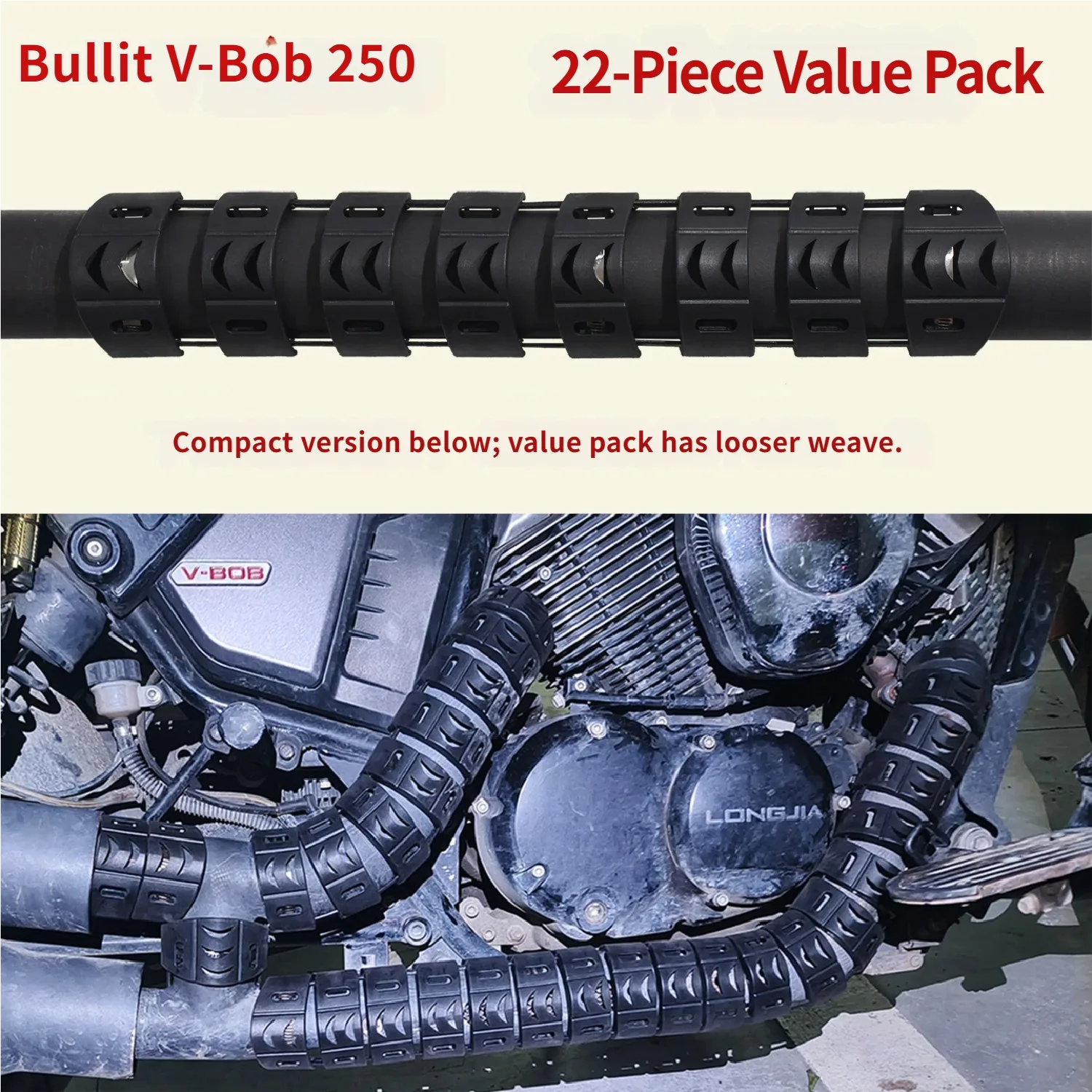 Black Exhaust Heat Shield, Snake Bone Cover, High Temperature Resistant Mod Parts for Loncin V-Power 250
