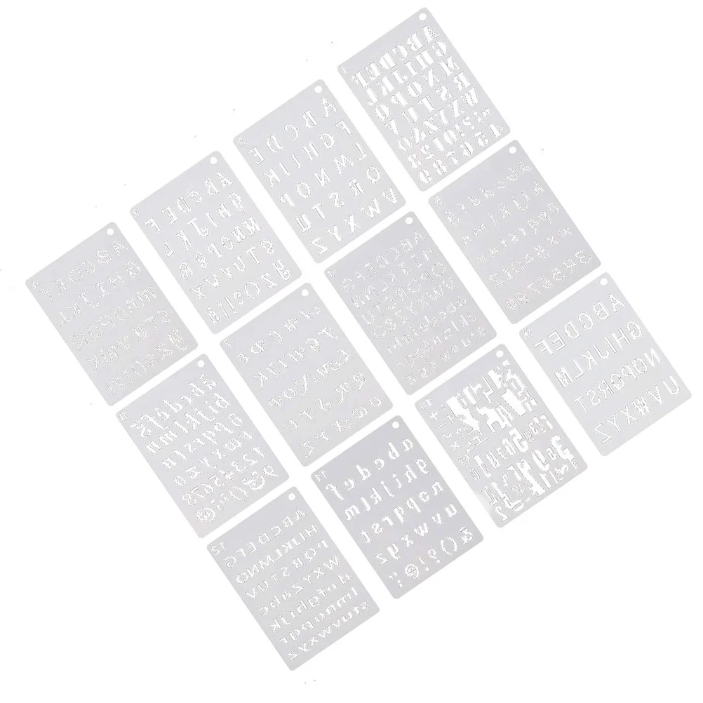 12 ورقة استنسل أرقام الأبجدية قوالب رسم يدوية للأطفال استنسل رسم قابل لإعادة الاستخدام للأطفال تعلم التعليم المبكر #3