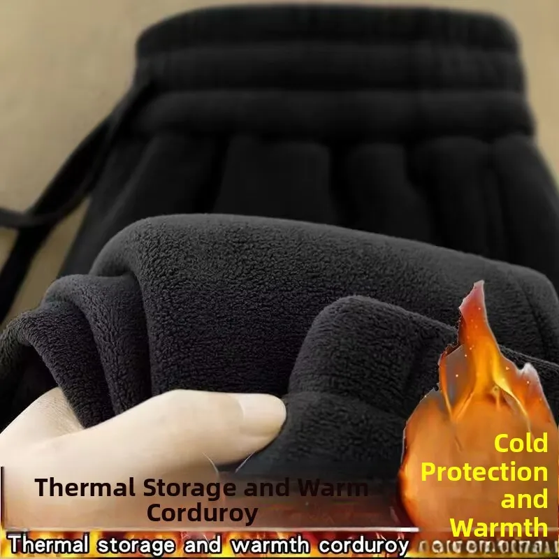 Thickened Fleece Men's Pants Winter Heavy Double-sided Anti-pilling Casual Sports Sweatpants Straight Leg Zipper Decoration