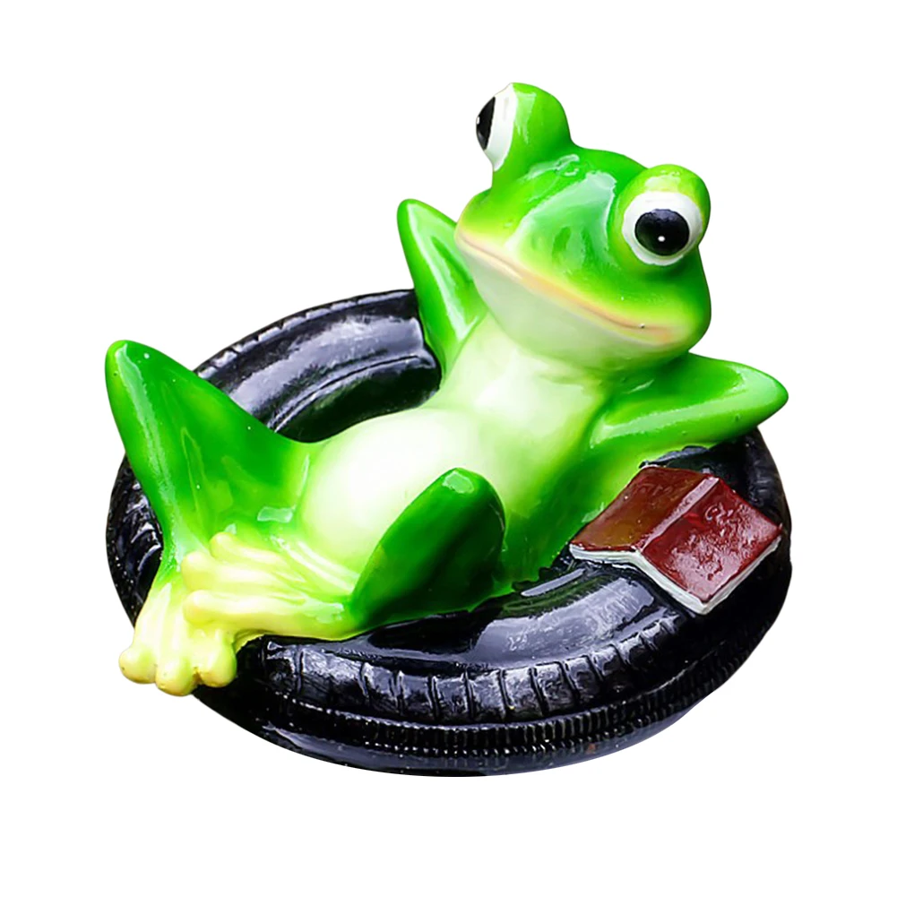 Cute Frog Garden Statue for Pond Decor Resin Made Outdoor Ornament for Patio Backyard Landscape Design Element