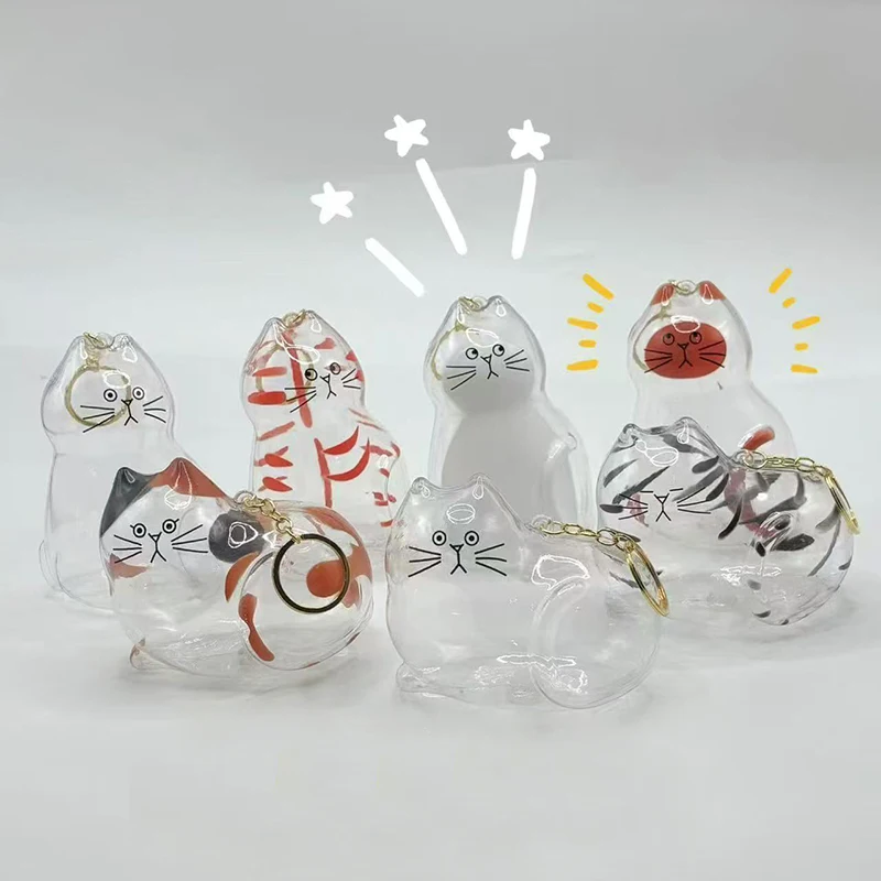 {MX} Transparent Pet Cat Hair Storage Jar Keychain Mini Cat Fur Keepsake Display Glass Bottle With Base DIY Pet Memorial Crafts