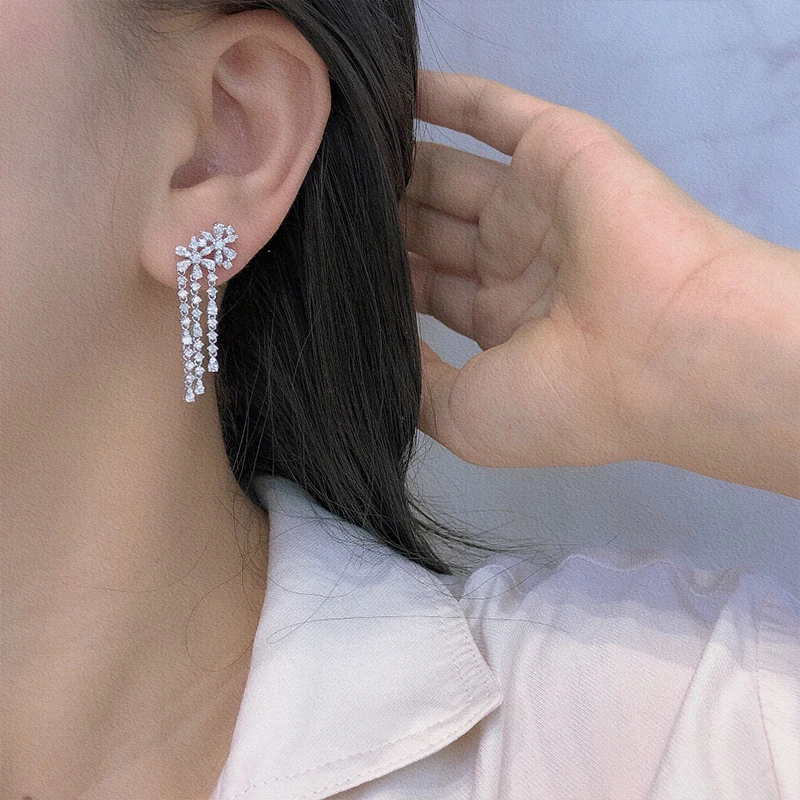 Aazuo High Quality 18K Gold Fashion Jewelry Real Diamond H 1.78ct Fairy Stud Earring Big Waterdrop Grand banquet Party Hot Sell