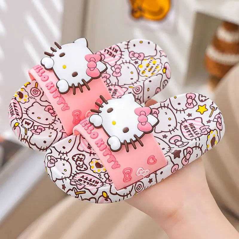 Sanrio Kawaii My Melody Cinnamoroll Kuromi Anime Cartoon Kids Slippers Indoor Beach Sandals Anti-slip Bathroom Footwear Gift