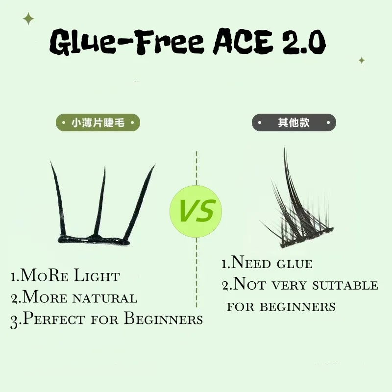 MIAOJIE Estensioni delle ciglia di moda fai da te Senza colla Stile coreano Ragazza Gruppo ciglia Segmentate Ciglia finte lunghe naturali autoadesive