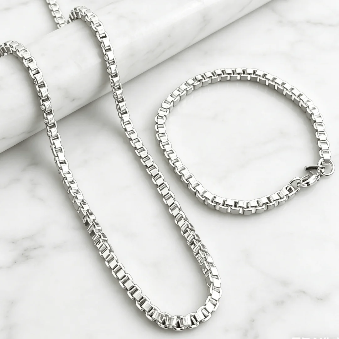 

New Street Versatile Jewelry Set 925 Sterling Silver charms 4MM Box Bracelets Necklace for Men Women Fashion Party Wedding Gifts