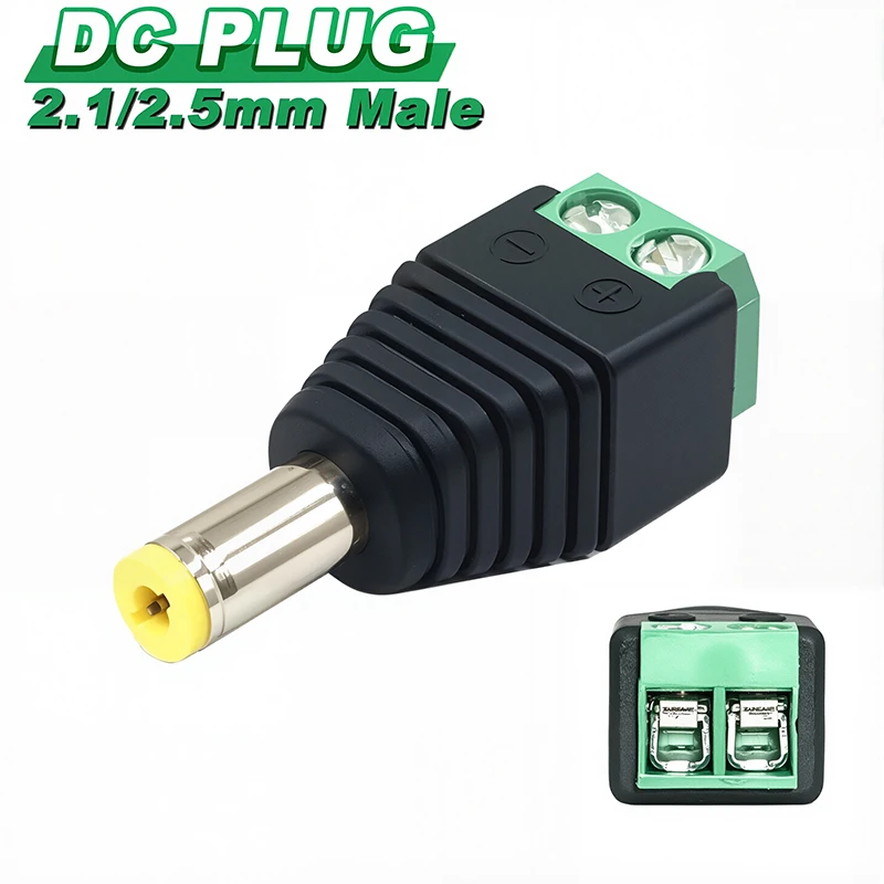 5/20PCS DC Power Plug 5.5*2.1mm (Screw Fastening Type) Solderless DC Plug Adapter 2.5mm