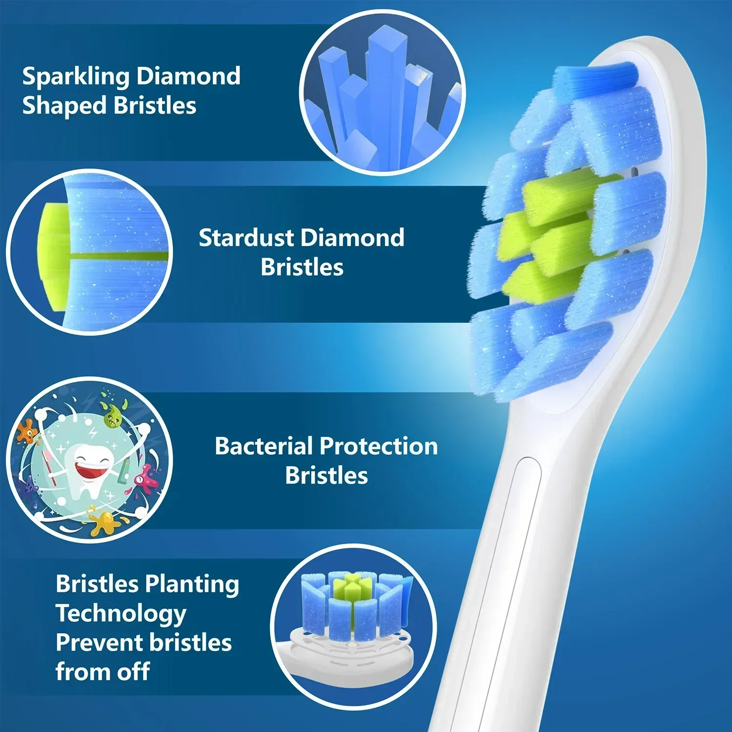 필립스 소니케어 다이아몬드 클린 칫솔 헤드 교체, C2 C1 G2 W 플라크 컨트롤, 전기 브러시 헤드, 8 팩