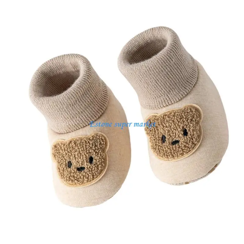 

090b 1 пара детские носки пола мягкие зимние теплые туфли для новорожденных и младенцев 0-18M