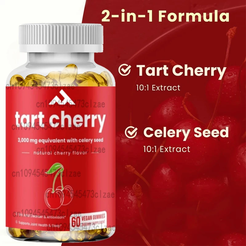 

Sour Cherry Gummies 3000mg - with Celery Seed Extract for Joint & Antioxidant Support | 60 Vegan Gummies