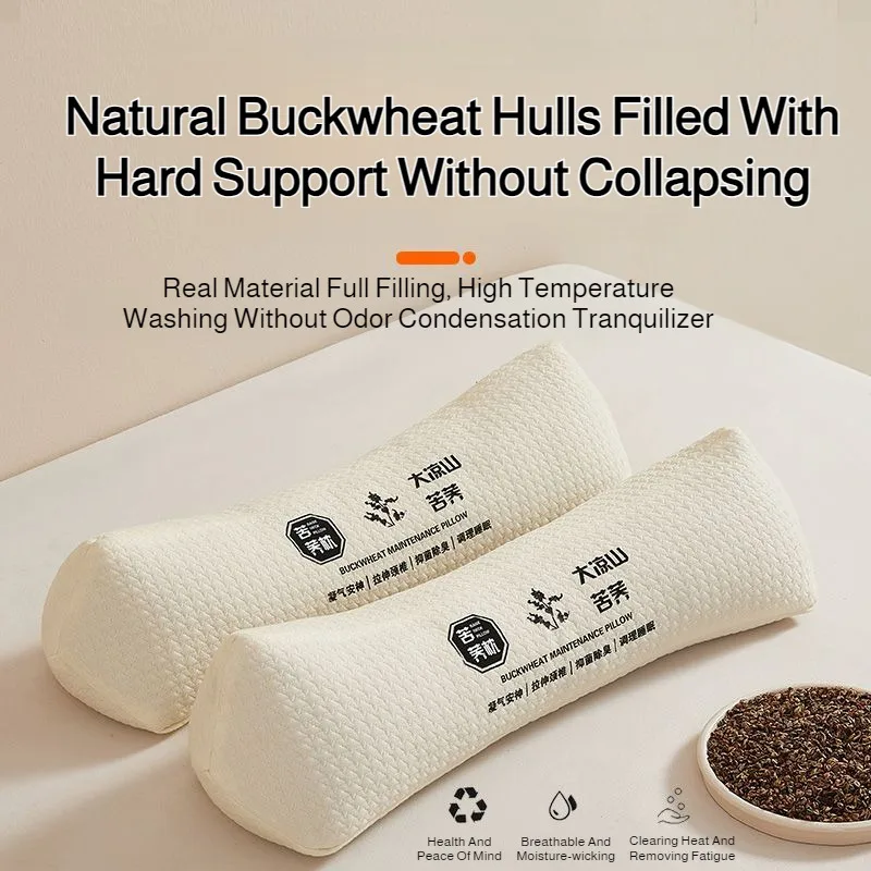 Buckwheat Pillow for Neck Pain Relief Orthopedic Cervical Traction Pillow with Cooling Sleep Comfort Ergonomic Adjustable Bed