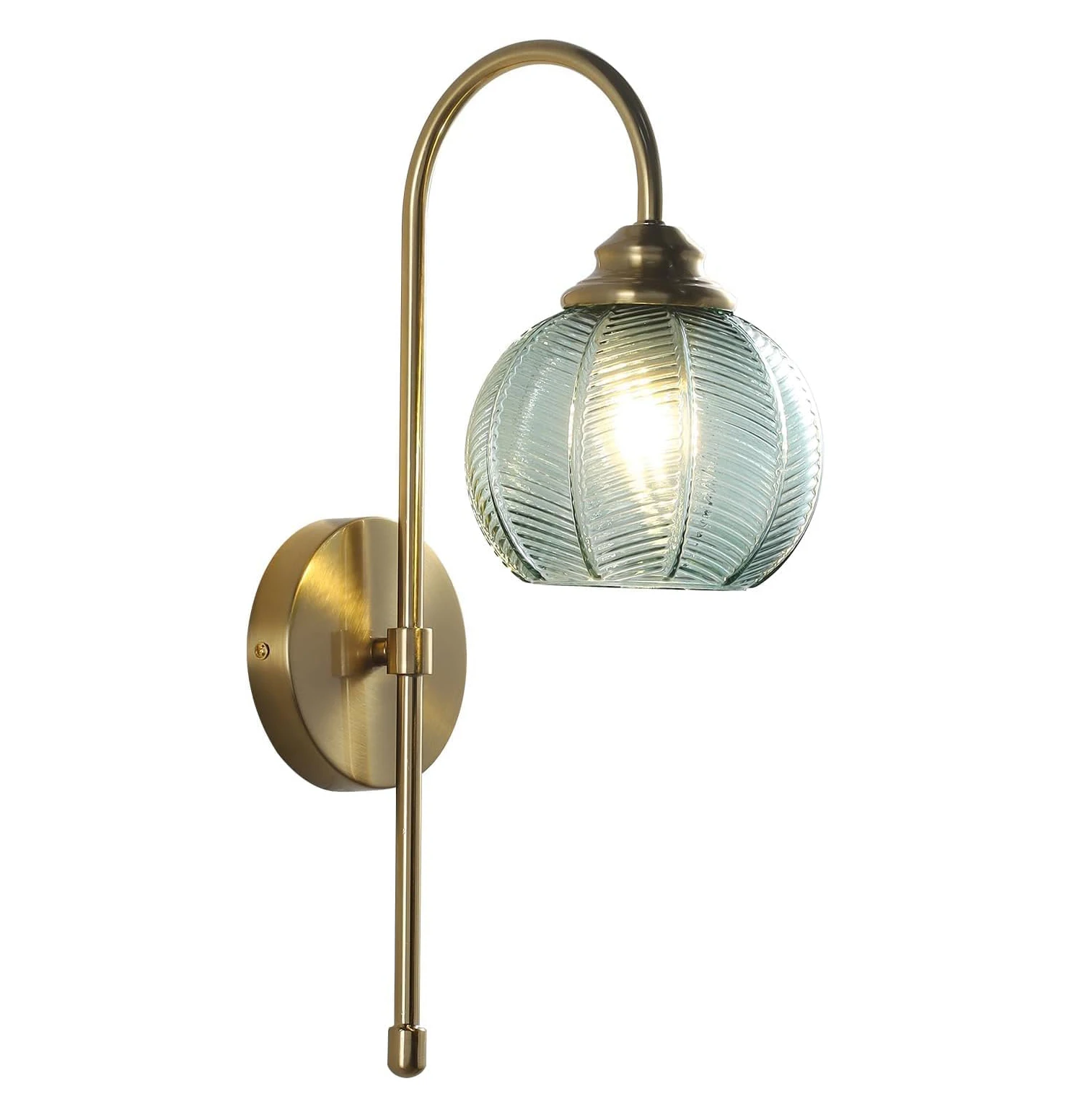 Vintage Green Glass Wall Light Brushed Brass Wall Sconce Large Globe Wall Sconce Modern Gold Wall Sconce