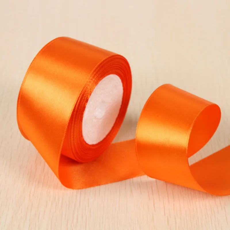 22meters/roll (6/10/15/20/25/40/50mm) Orange yellow Ribbon For Wedding Christmas Decoration DIY Bows For Crafts Gift Wrapping