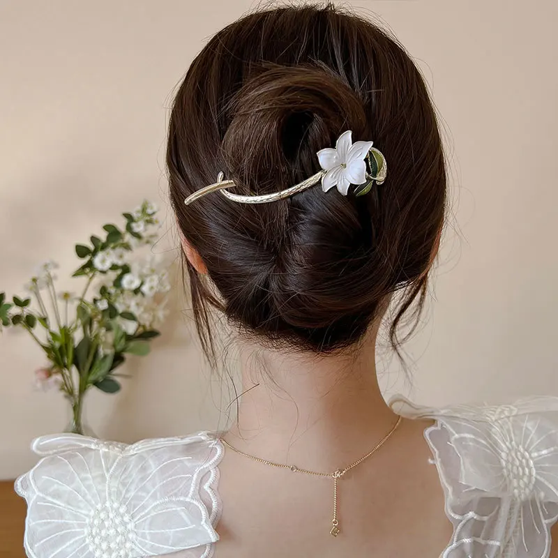 Neue Damen-Haarspange aus Metall, elegante goldene Blumen-Haarspangen, Haarklammer, Krabben-Haarband, Pferdeschwanz-Clip, Kopfschmuck, Haaraccessoires, Tiara – Detail 17