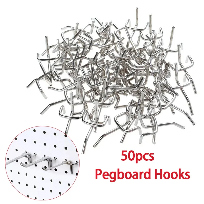 50 Uds. Soporte de Panel de Metal, estantes de almacenamiento para mercancías, tienda minorista, ganchos de pared de listones, ganchos de Panel de exhibición de alta resistencia, tienda minorista