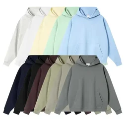 400GSM Oversized Frency Terry  Autumn Winter Casual Cotton Men Woven High Quality Top Solid Color Hoodies Sweatshirt Streatwear