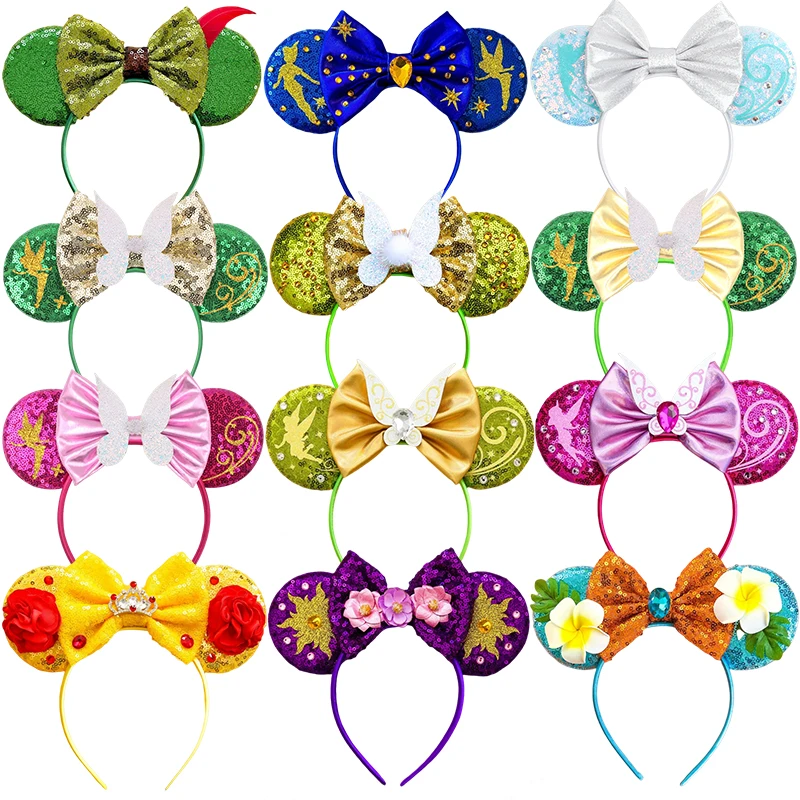 Diadema fina con orejas de Disney para niñas, diademas de campana Tinker para bebés, sombreros de Mickey Mouse, lazos para mujeres, accesorios para