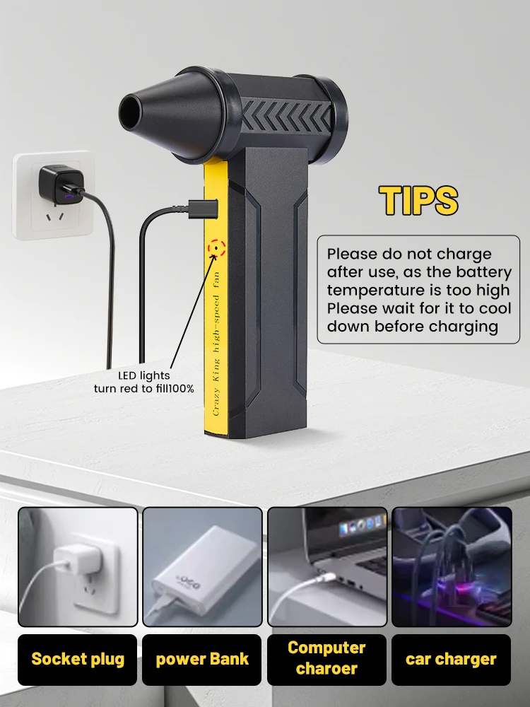 160000 RPM Electric Air Blower Turbo Jet Fan Brushless Motor High-Speed Turbo Violent Fan USB Rechargeable Powerful Car Dryer